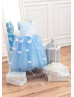 Blue Satin Tulle Butterflies Fairytale Flower Girl Dress